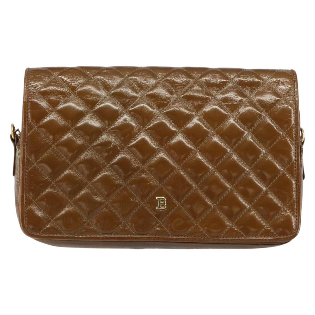 Bally Vintage Chain Shoulder Bag Quilted Patent leather, BROWN, PATENT_LEATHER, Shoulder bag