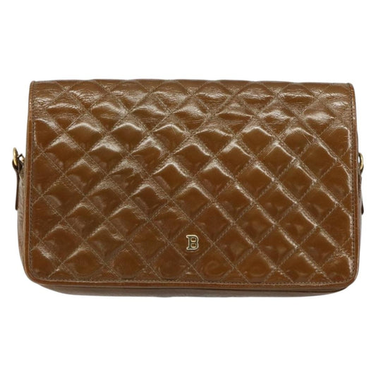 Bally Vintage Chain Shoulder Bag Quilted Patent leather, BROWN, PATENT_LEATHER, Shoulder bag