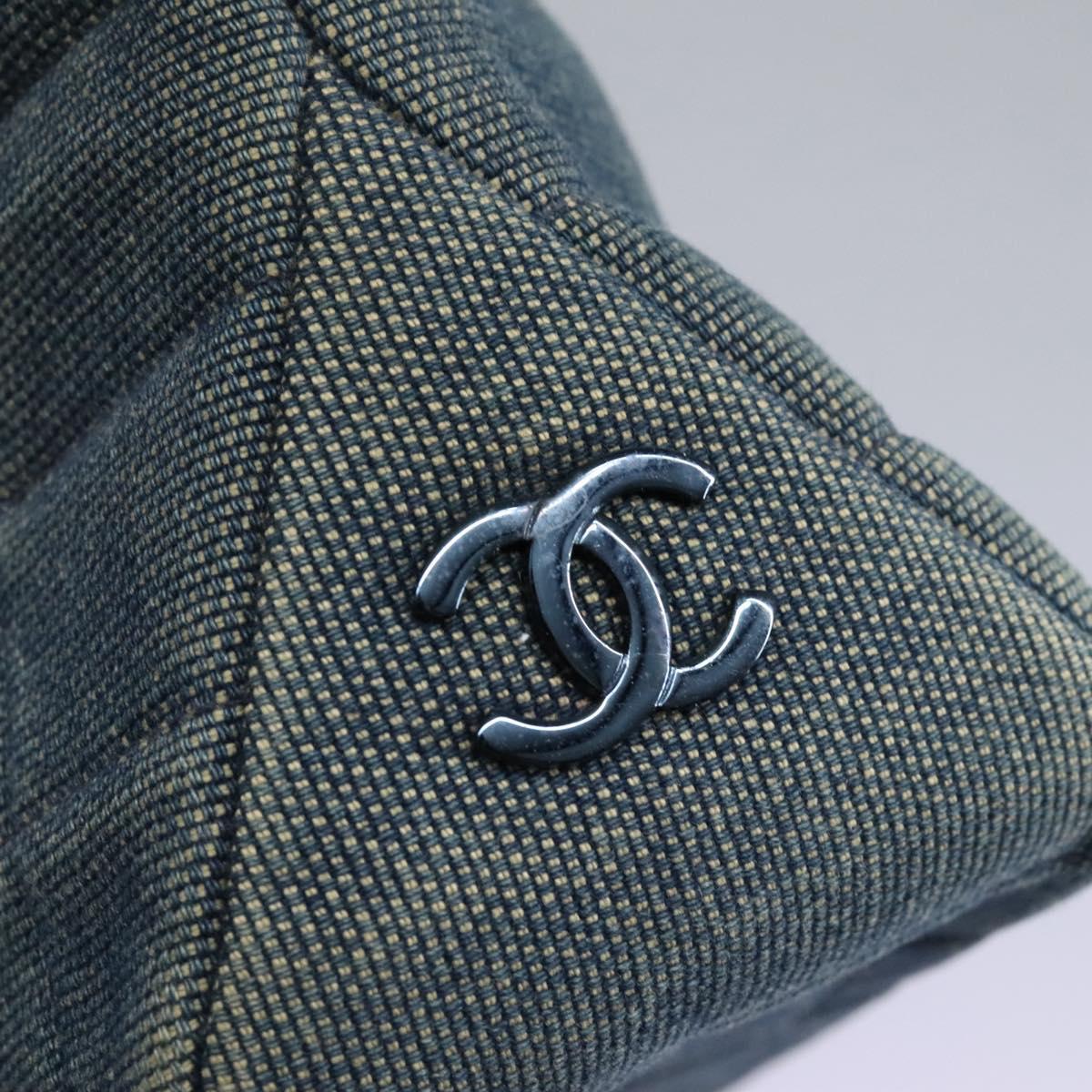 Chanel Chocolate Bar Tote Quilted Canvas, BLUE, CANVAS, Tote bag