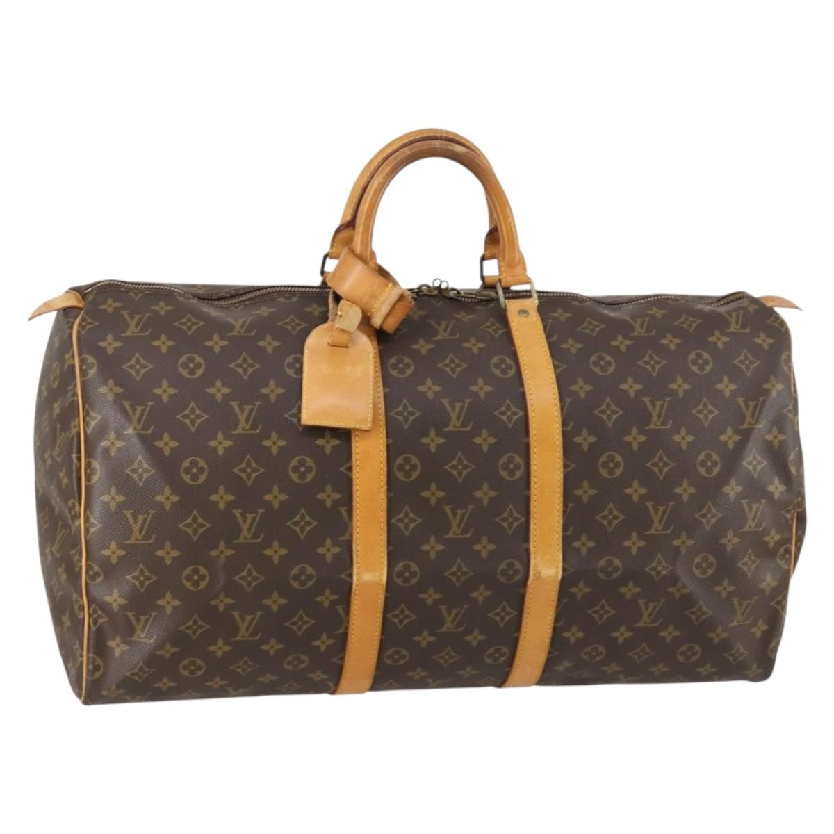 Louis Vuitton Keepall Bag Monogram Canvas, BROWN, CANVAS, Travel bag