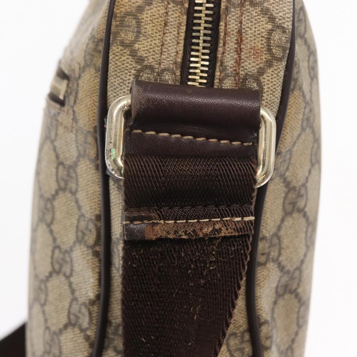 Gucci Front Zip Messenger GG Coated Canvas, BEIGE, CANVAS, Shoulder bag