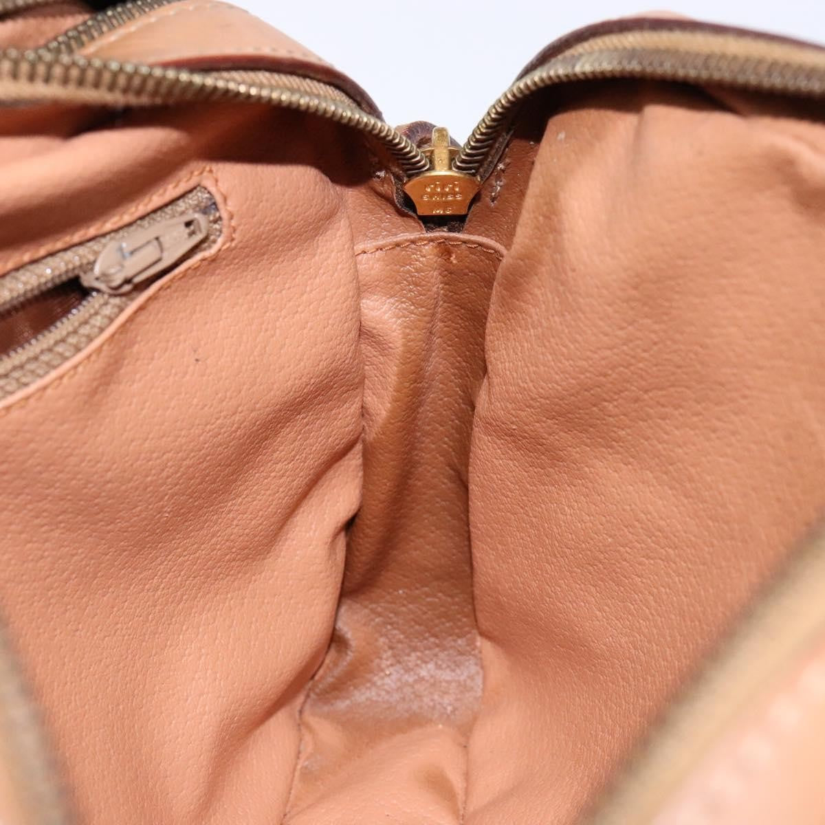 Celine Vintage Macadam Shoulder Bag Canvas and Leather, BEIGE, CANVAS, Shoulder bag