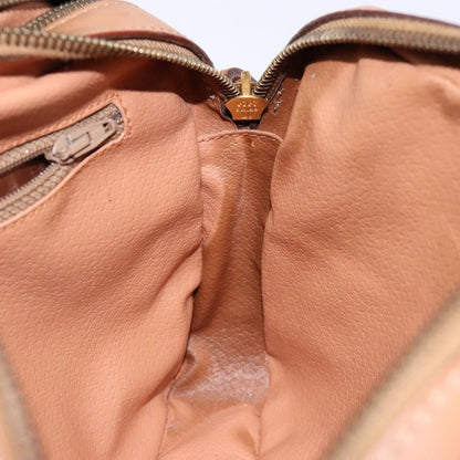 Celine Vintage Macadam Shoulder Bag Canvas and Leather, BEIGE, CANVAS, Shoulder bag