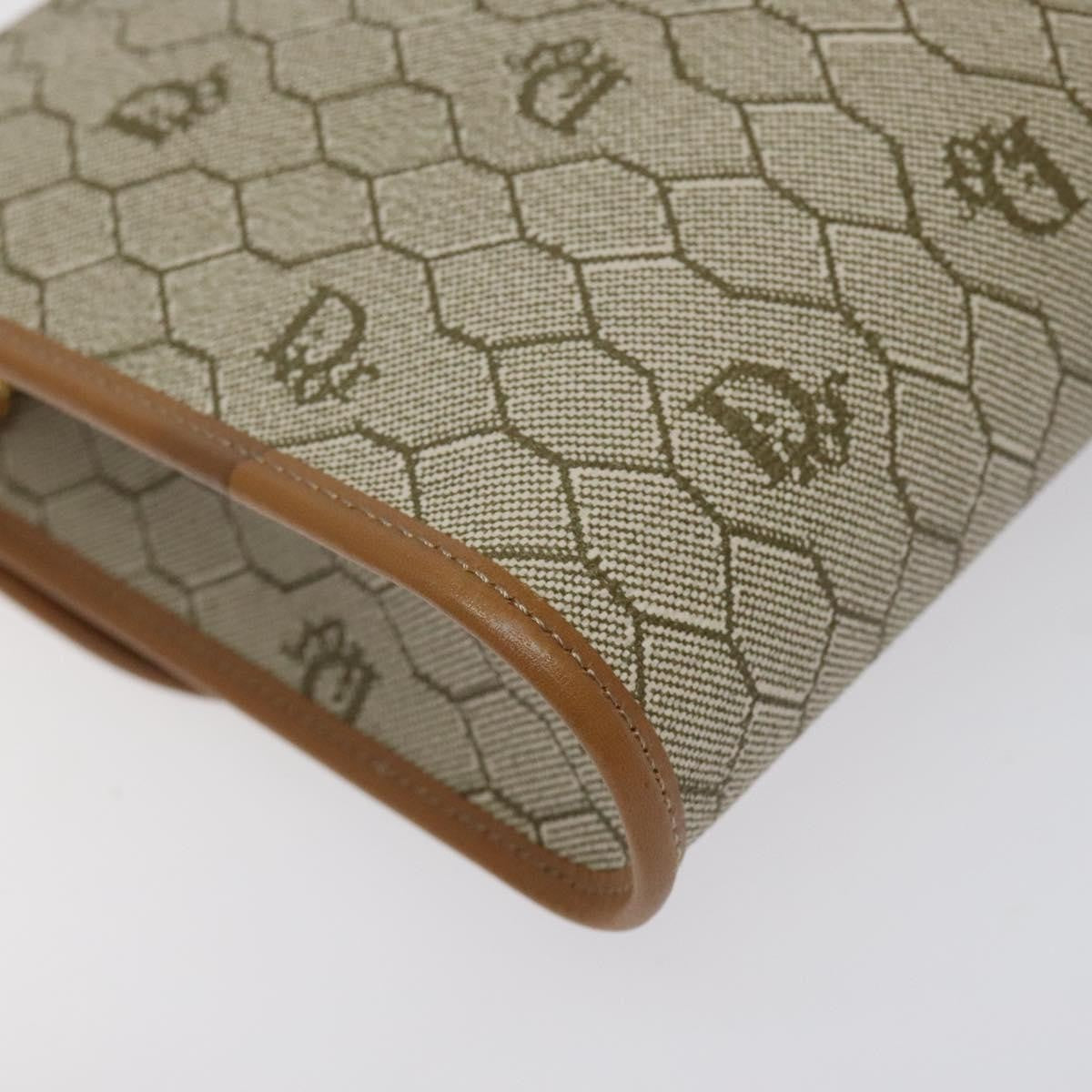 Christian Dior Vintage Honeycomb Flap Crossbody Bag Coated Canvas, BEIGE, CANVAS, Crossbody bag