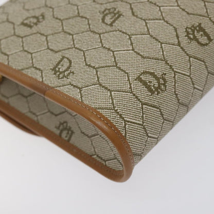 Christian Dior Vintage Honeycomb Flap Crossbody Bag Coated Canvas, BEIGE, CANVAS, Crossbody bag