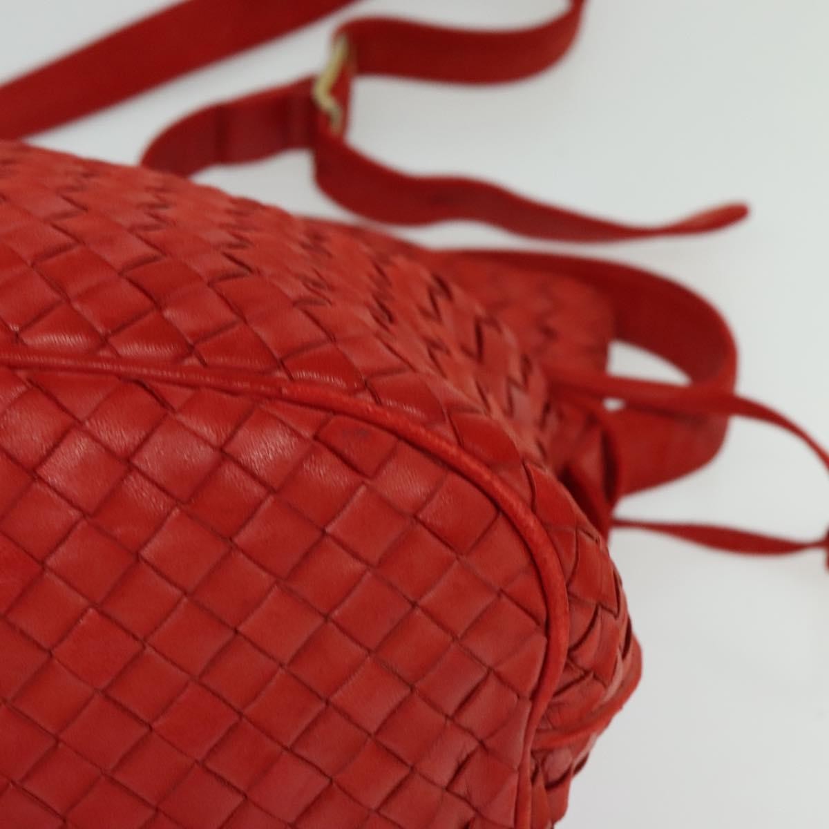 Bottega Veneta Drawstring Tassel Bucket Bag Intrecciato Nappa, RED, LEATHER, Shoulder bag