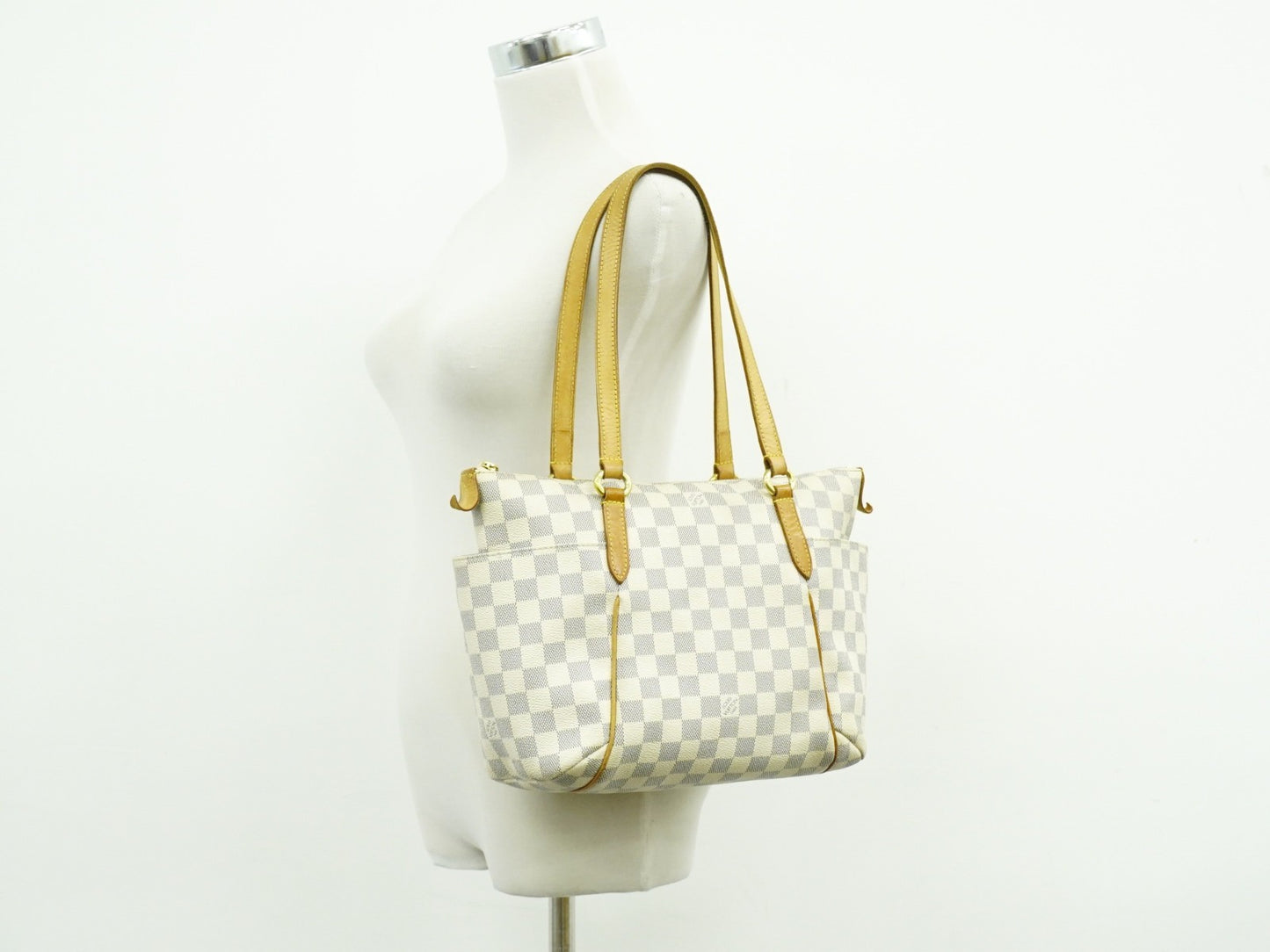 Louis Vuitton Totally Handbag Damier azur, WHITE, CANVAS, Tote bag
