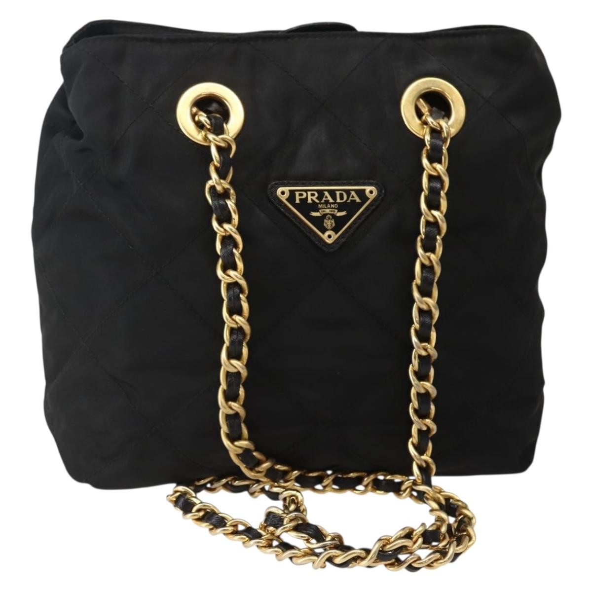 Prada Re-Edition 1995 Chain Tote Quilted Re-Nylon, BLACK, NYLON, Shoulder bag