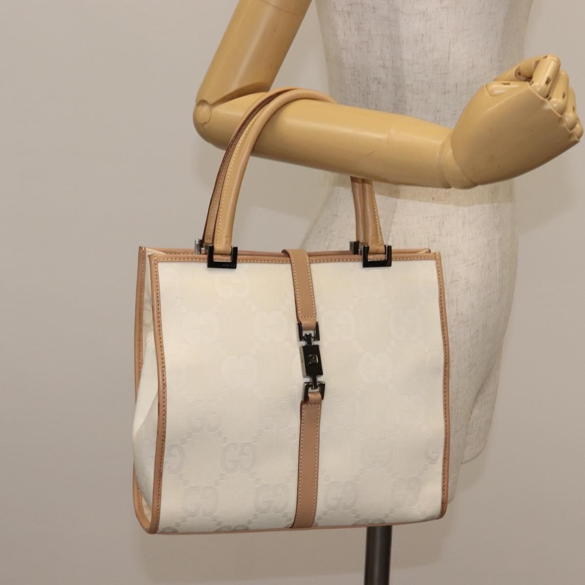 Gucci Vintage Jackie Handbag Canvas, BEIGE, CANVAS, Handbag