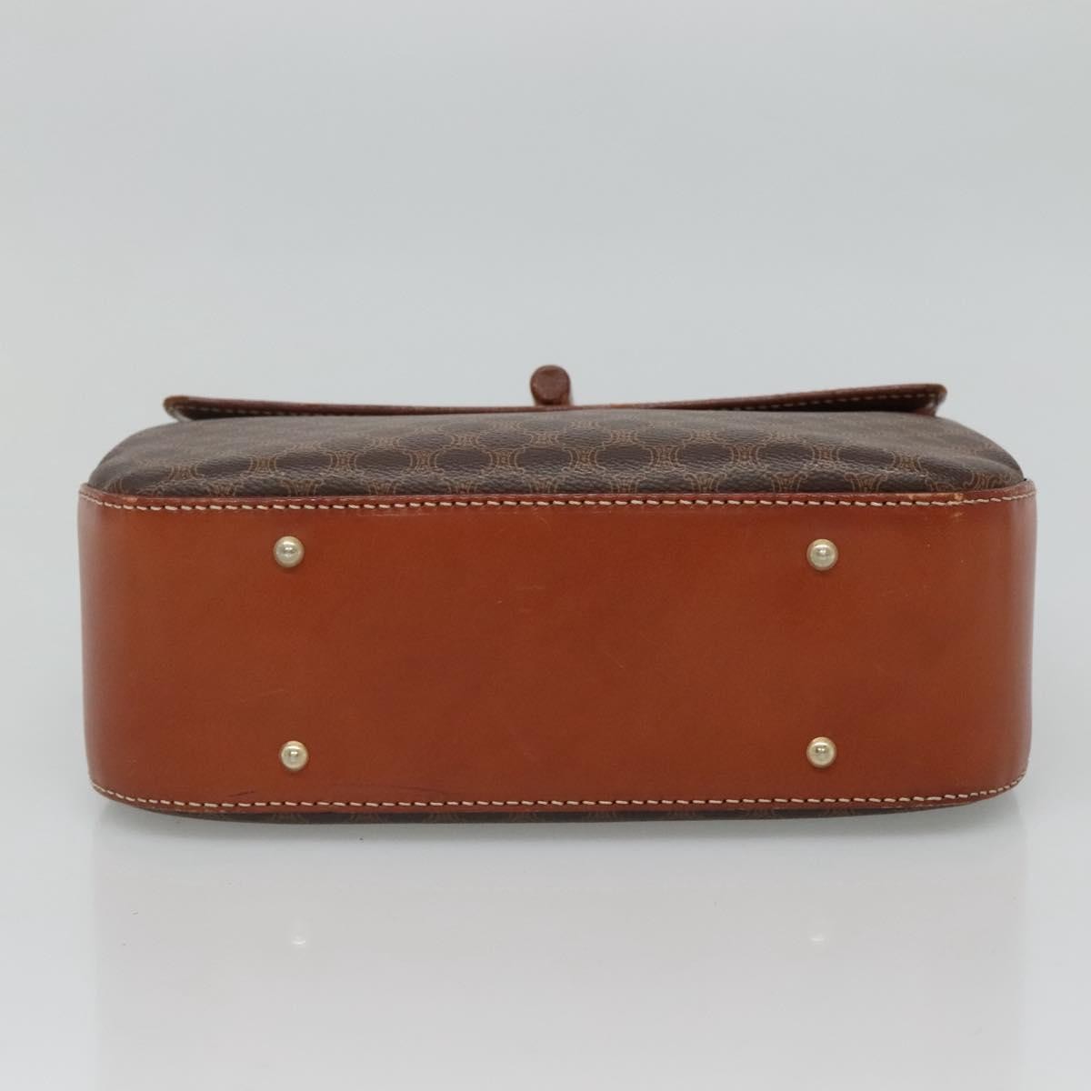 Celine Vintage Convertible Top Handle Bag Macadam Coated Canvas, BROWN, CANVAS, Handbag