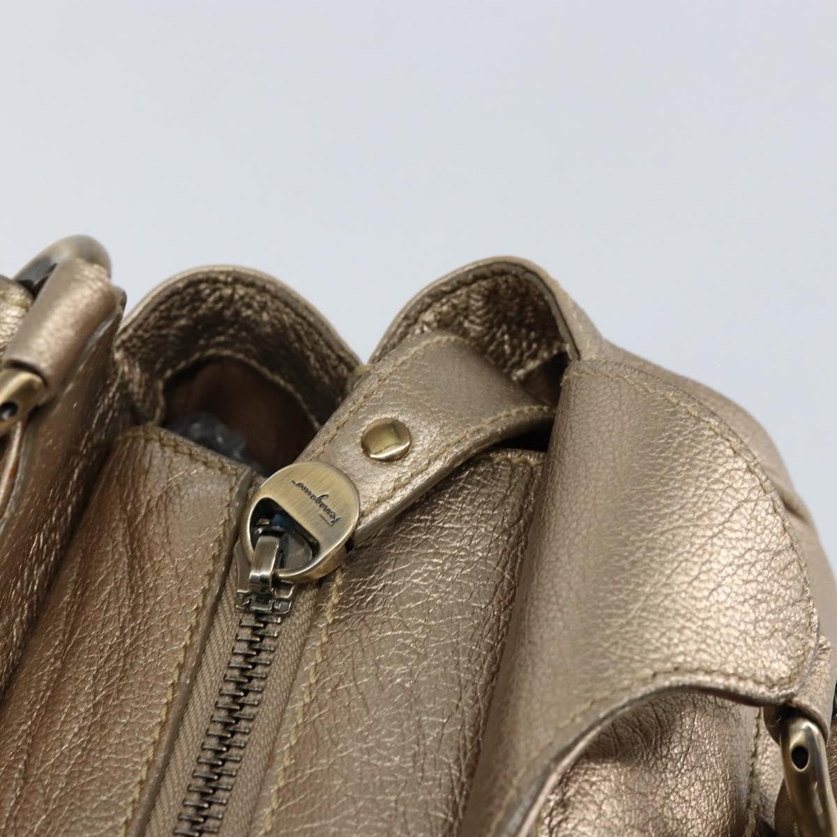 Salvatore Ferragamo Gancini Tote Leather, GOLD, LEATHER, Tote bag