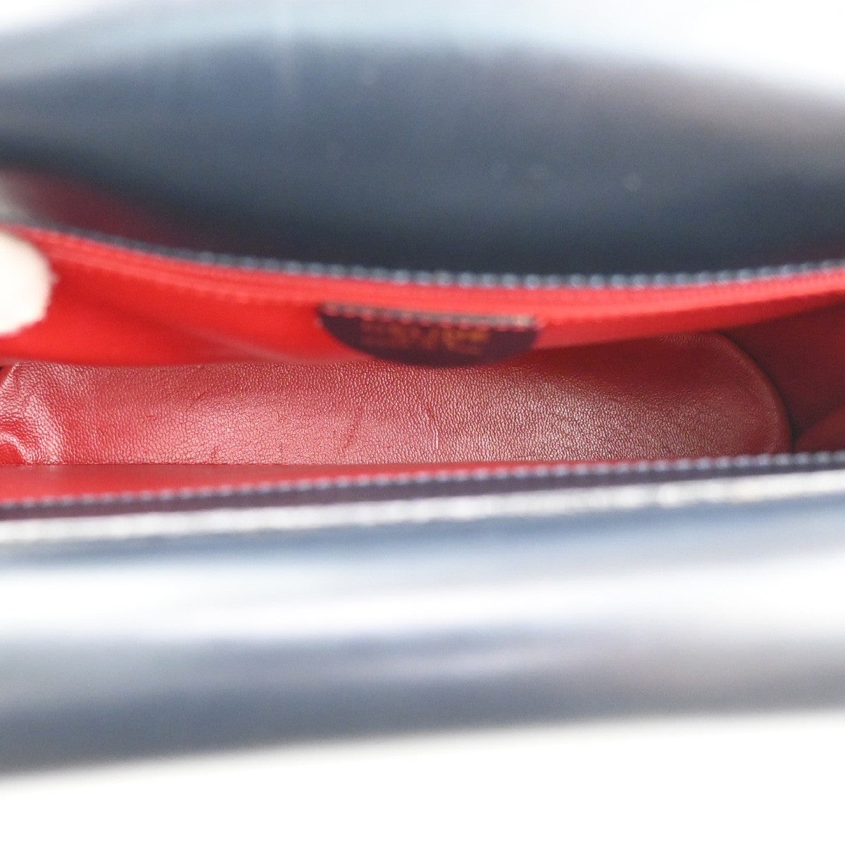 Celine Gancini Handbag Leather, NAVY, LEATHER, Handbag