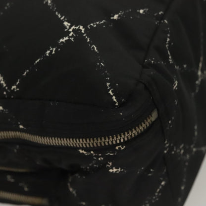 Chanel Travel Line Boston Bag Printed Nylon, BLACK, NYLON, Travel bag