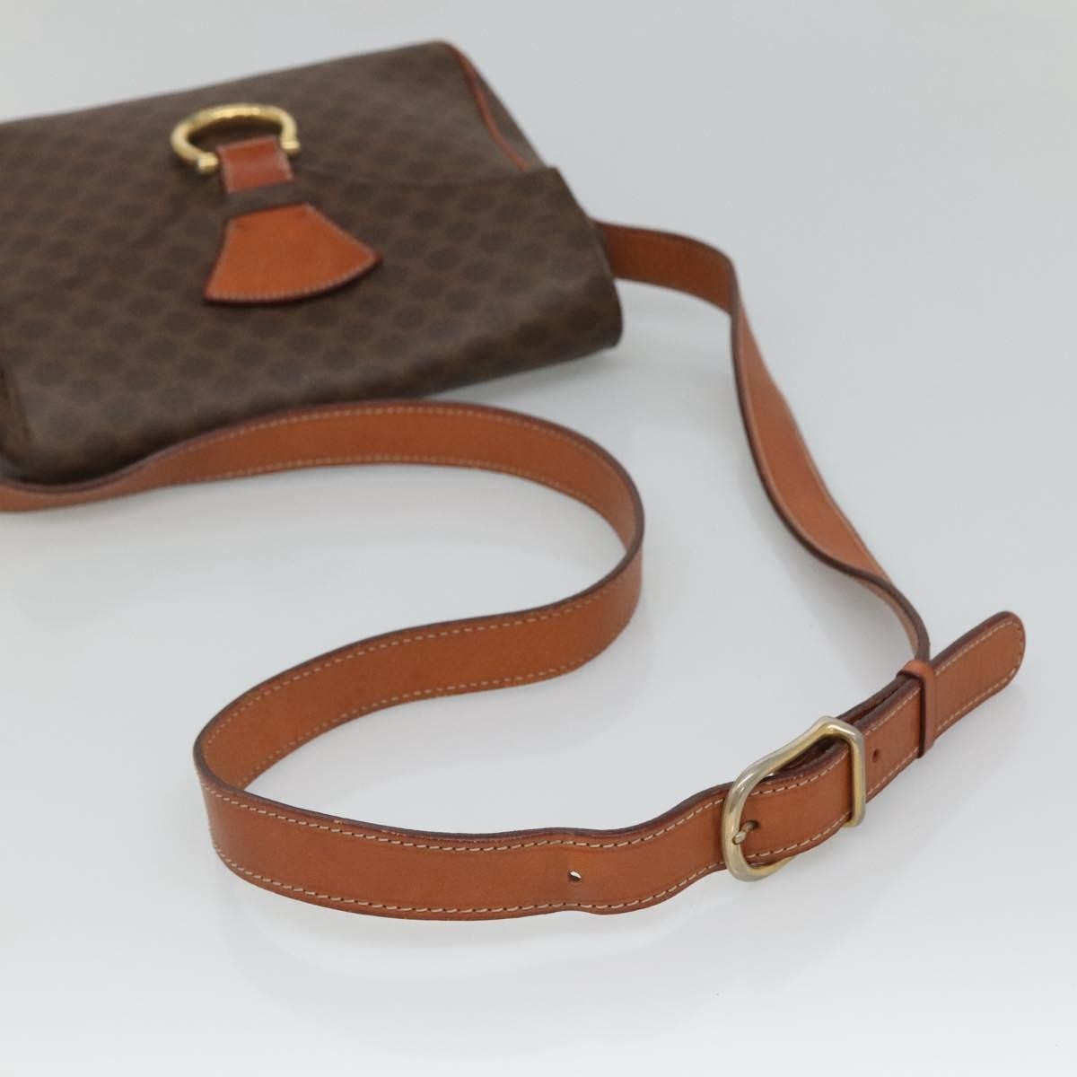 Celine Vintage Macadam Shoulder Bag Canvas and Leather, BROWN, CANVAS, Shoulder bag