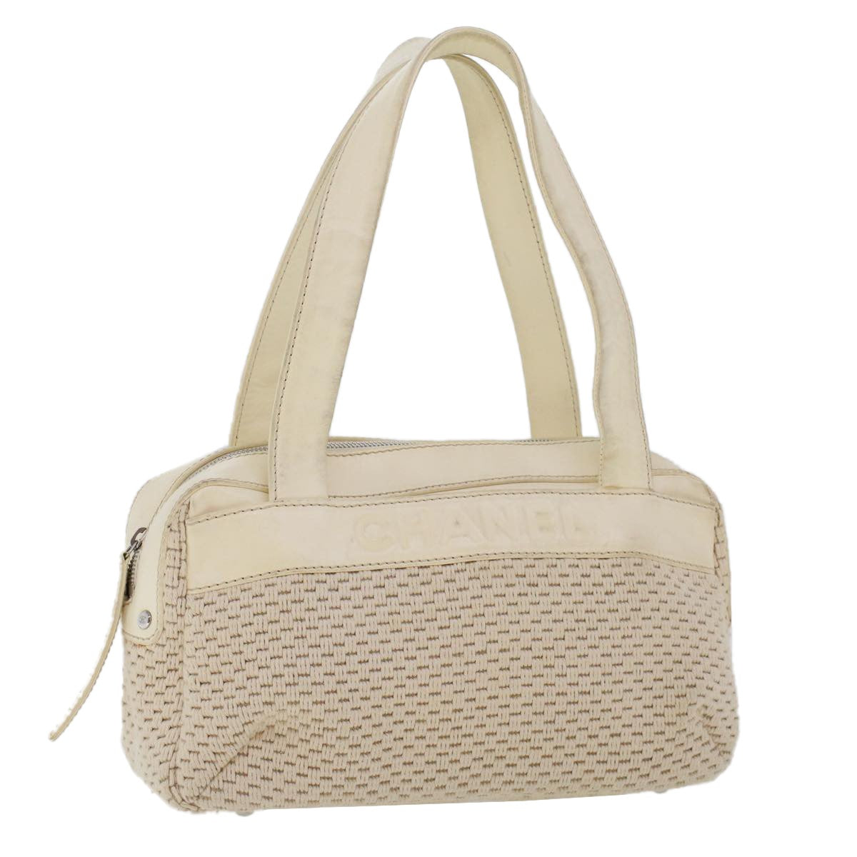 Chanel Vintage Shoulder Bag Canvas, WHITE, CANVAS, Shoulder bag