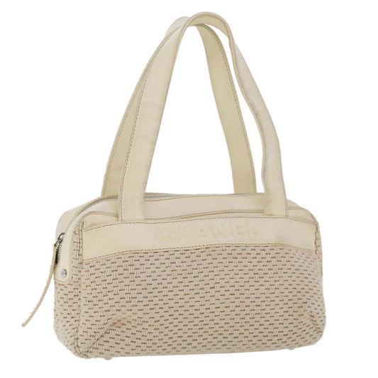 Chanel Vintage Shoulder Bag Canvas, WHITE, CANVAS, Shoulder bag