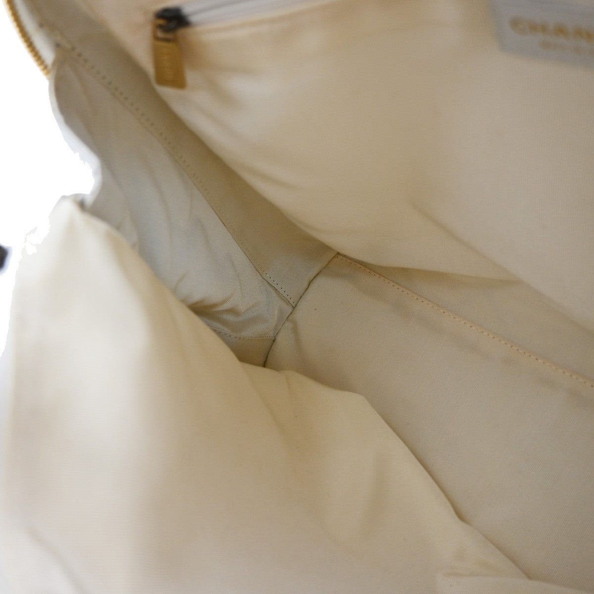 Chanel Surpique Zip Around Satchel Quilted Leather, WHITE, LEATHER, Handbag