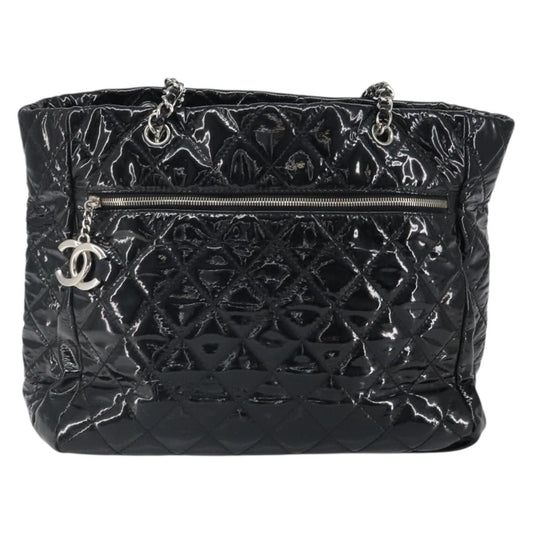 Chanel CC Charm Tote Quilted Patent Vinyl, BLACK, PATENT_LEATHER, Tote bag