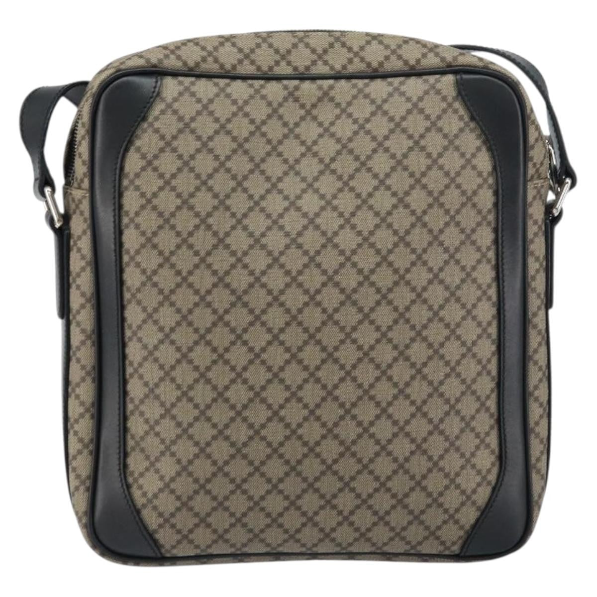 Gucci Snap Messenger Bag Diamante Coated Canvas, BEIGE, PVC, Shoulder bag