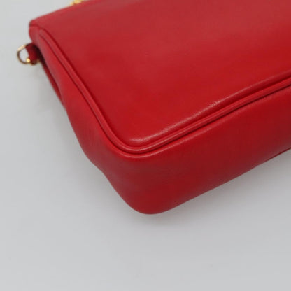 Celine Chain Shoulder Bag Leather, RED, LEATHER, Shoulder bag