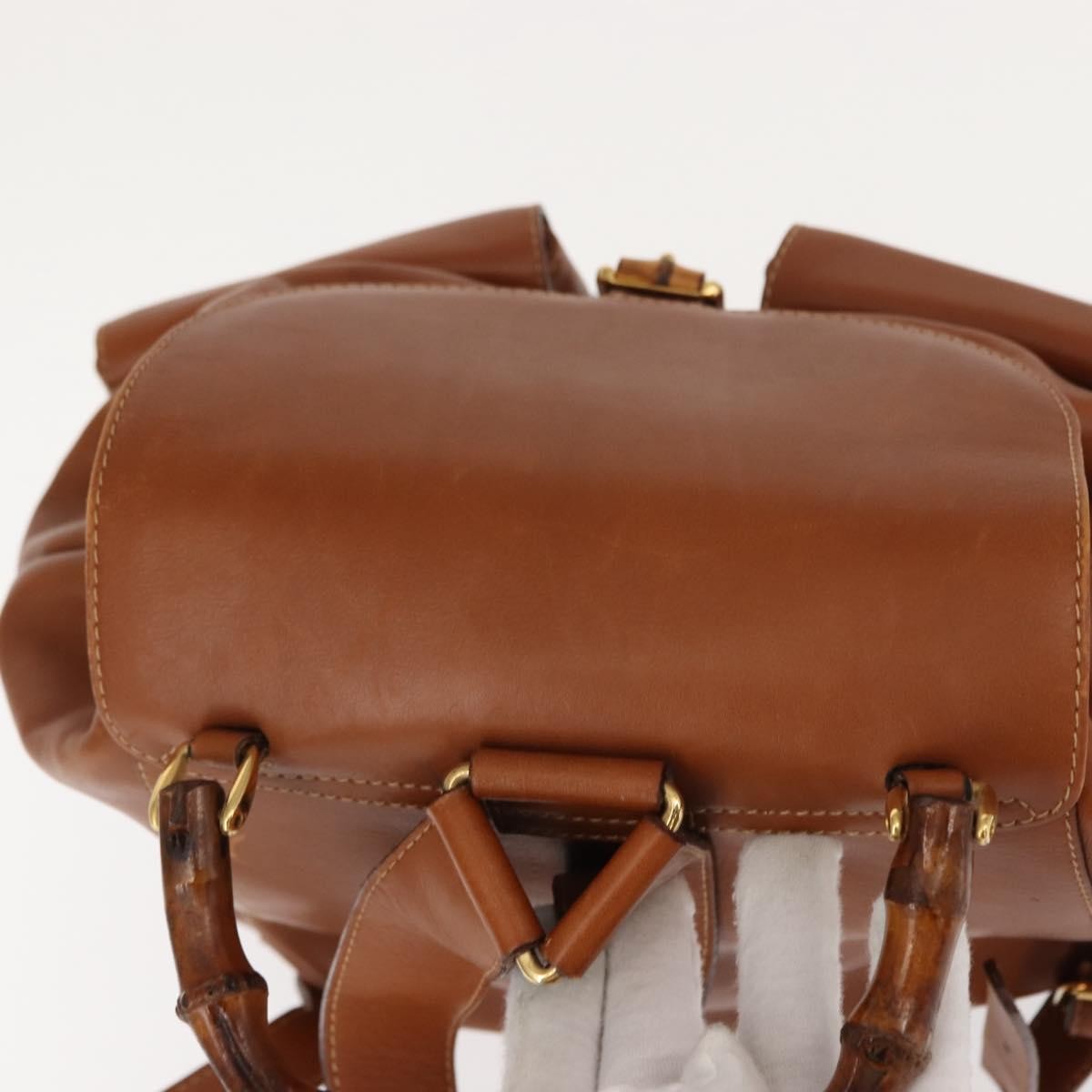 Gucci Vintage Bamboo Backpack Leather, BROWN, LEATHER, Backpack