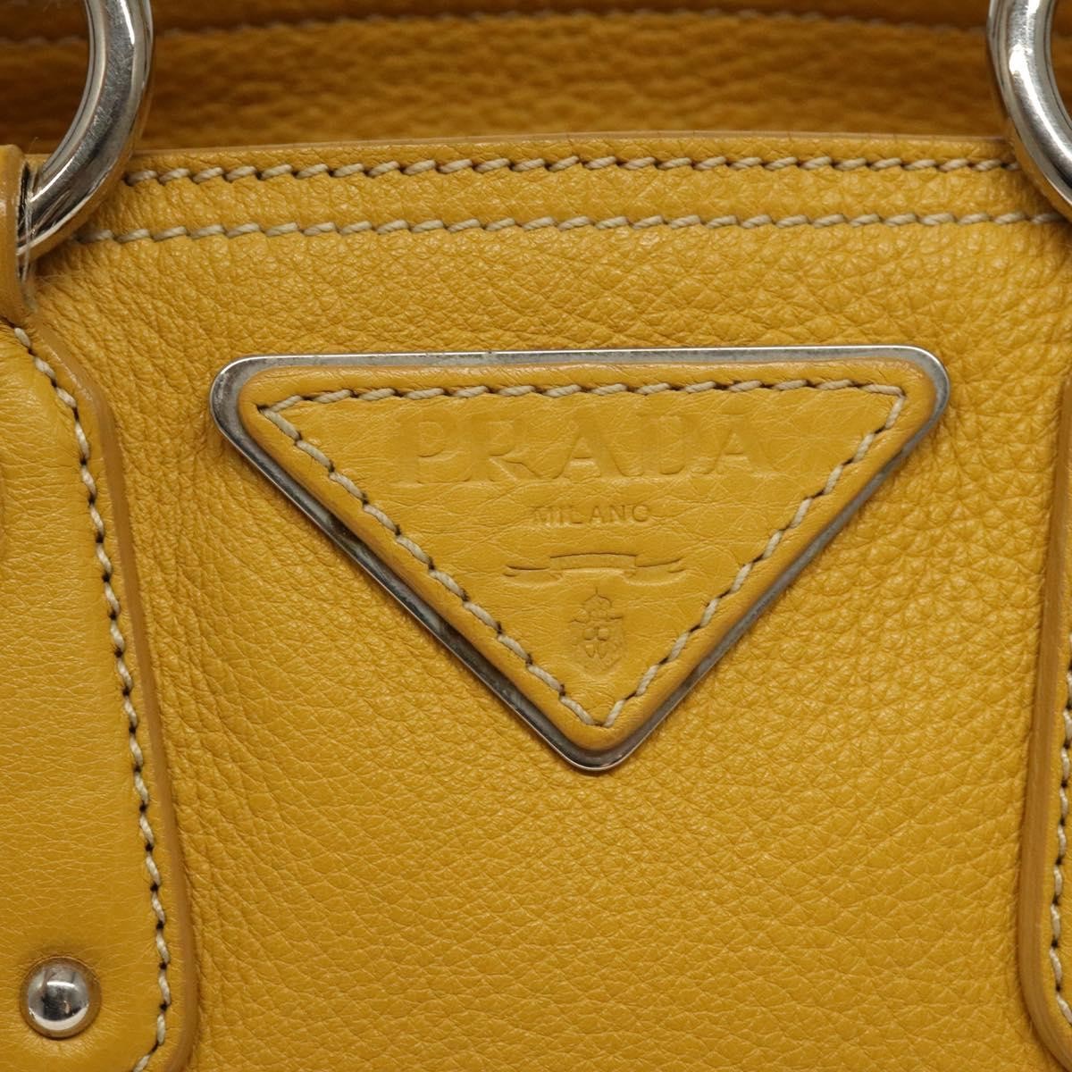 Prada Vintage Handbag Leather, YELLOW, LEATHER, Handbag