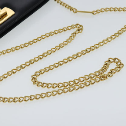 Salvatore Ferragamo Vintage Gancini Chain Shoulder Bag Leather, BLACK, LEATHER, Shoulder bag