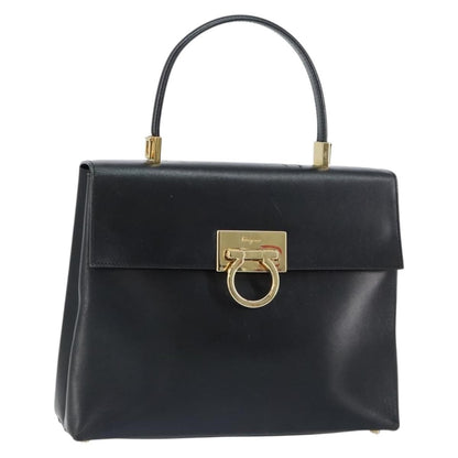 Salvatore Ferragamo Convertible Top Handle Bag Leather, BLACK, LEATHER, Handbag
