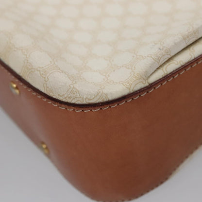 Celine Vintage Convertible Top Handle Bag Macadam Coated Canvas, WHITE, CANVAS, Handbag