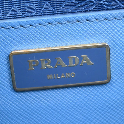 Prada Bauletto Bag Saffiano Leather, BLUE, LEATHER, Handbag