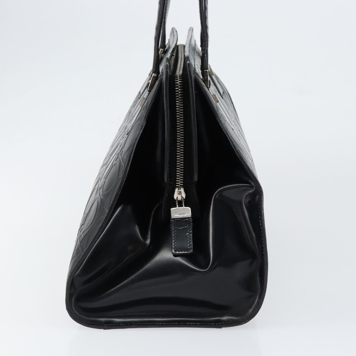 Salvatore Ferragamo Gancini Tote Leather, BLACK, LEATHER, Tote bag