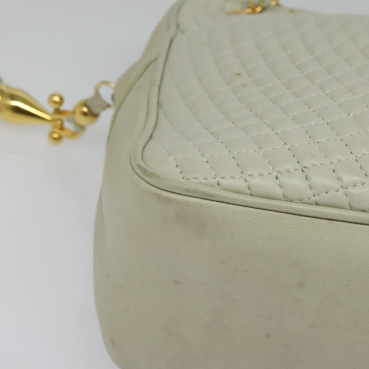 Bally Vintage Chain Shoulder Bag Quilted Leather, ECRU, LEATHER, Shoulder bag