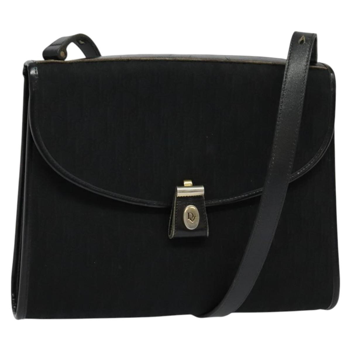 Christian Dior Vintage Trotter Flap Shoulder Bag Canvas, BLACK, CANVAS, Shoulder bag