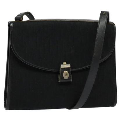 Christian Dior Vintage Trotter Flap Shoulder Bag Canvas, BLACK, CANVAS, Shoulder bag