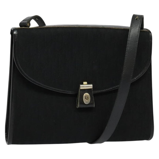 Christian Dior Vintage Trotter Flap Shoulder Bag Canvas, BLACK, CANVAS, Shoulder bag