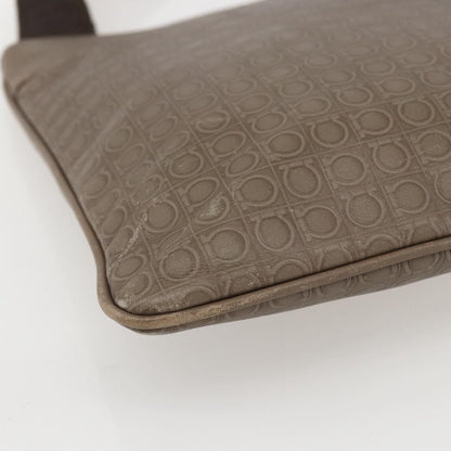 Salvatore Ferragamo Gancini Shoulder Bag Leather, BEIGE, LEATHER, Shoulder bag