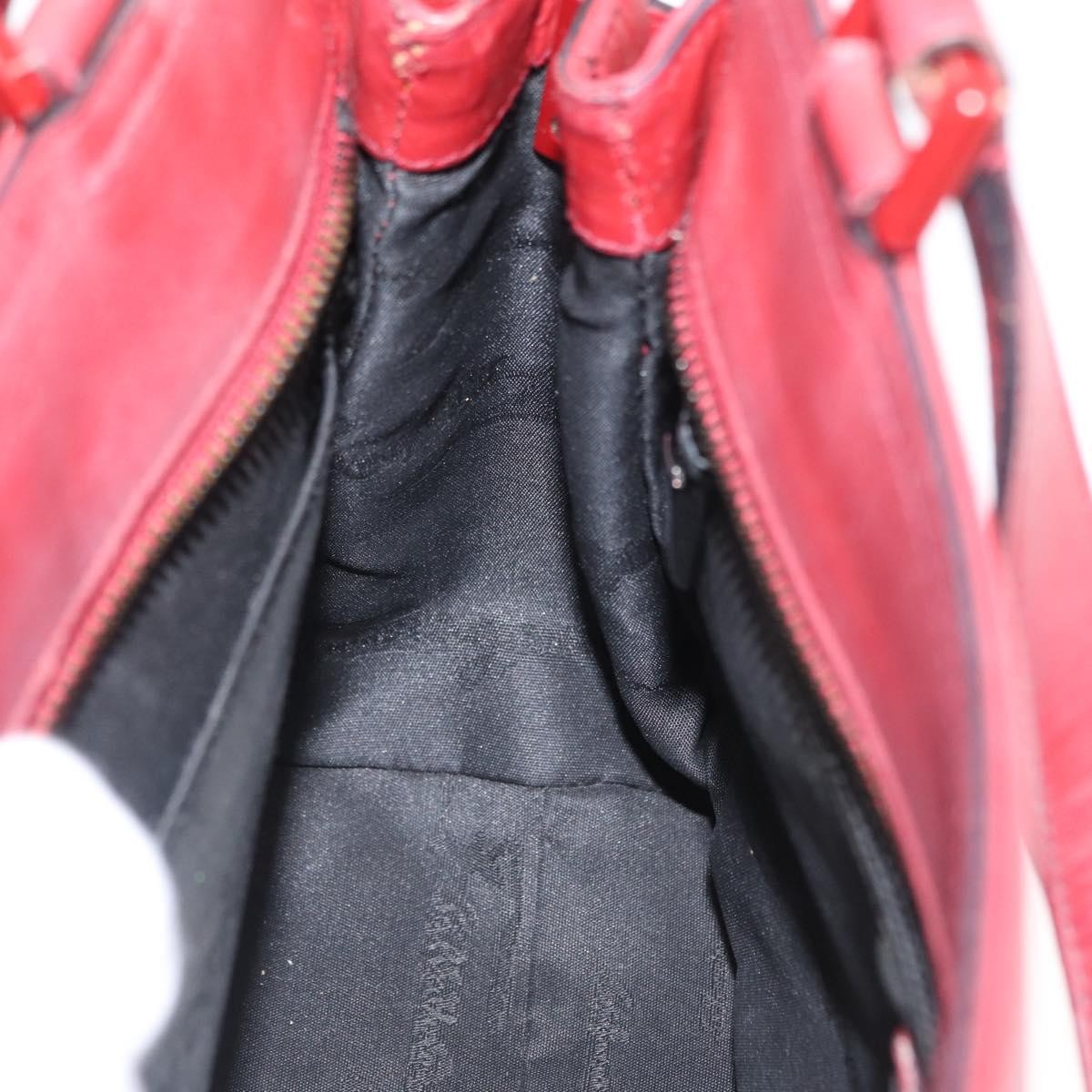 Salvatore Ferragamo Double Gancini Side Buckle Tote Leather, RED, LEATHER, Handbag