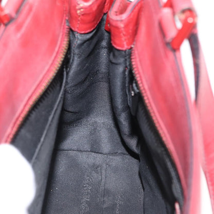 Salvatore Ferragamo Double Gancini Side Buckle Tote Leather, RED, LEATHER, Handbag