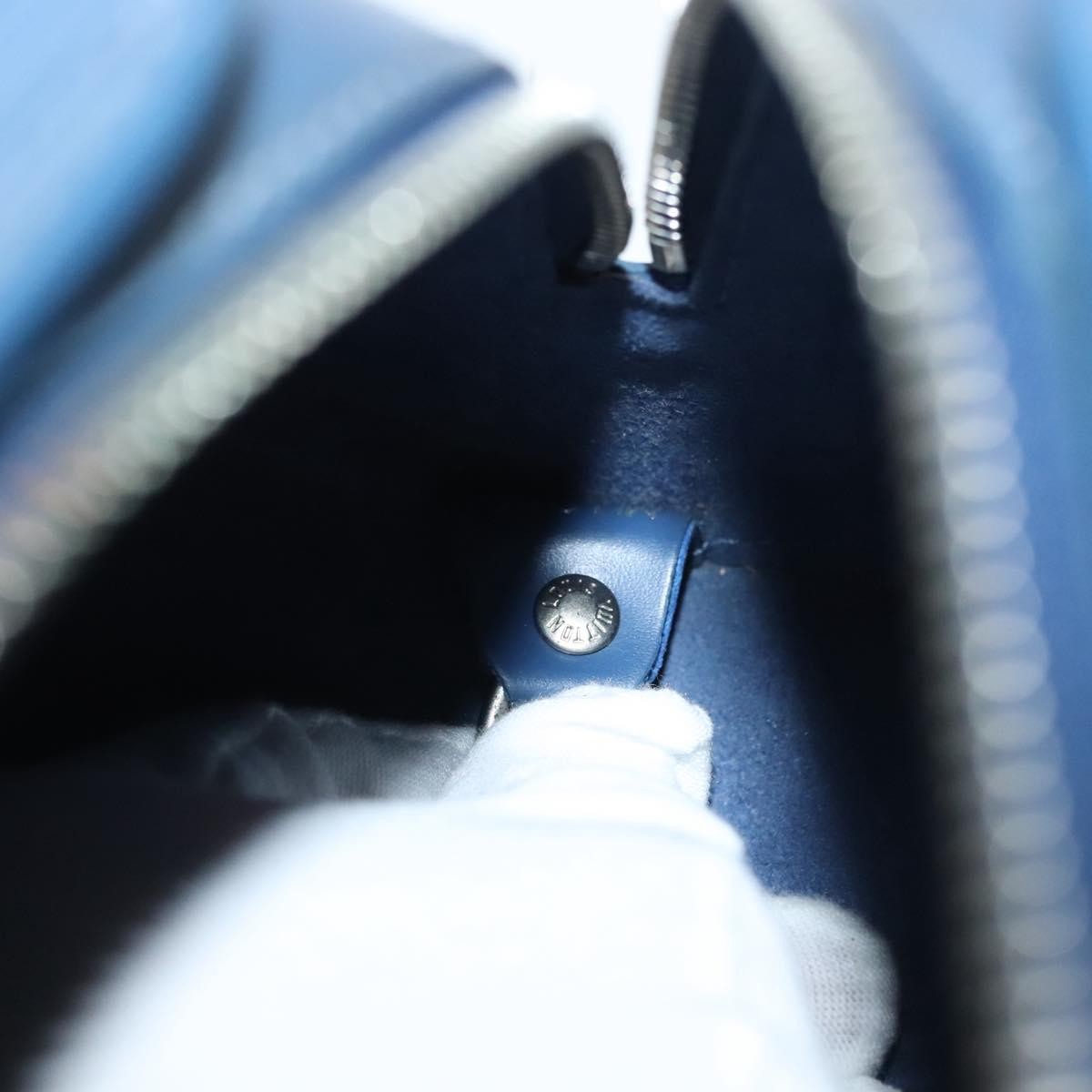 Louis Vuitton Soufflot Handbag Epi Leather, BLUE, LEATHER, Handbag