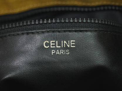 Celine Triomphe Drawstring Bucket Bag Leather, BLACK, LEATHER, Shoulder bag