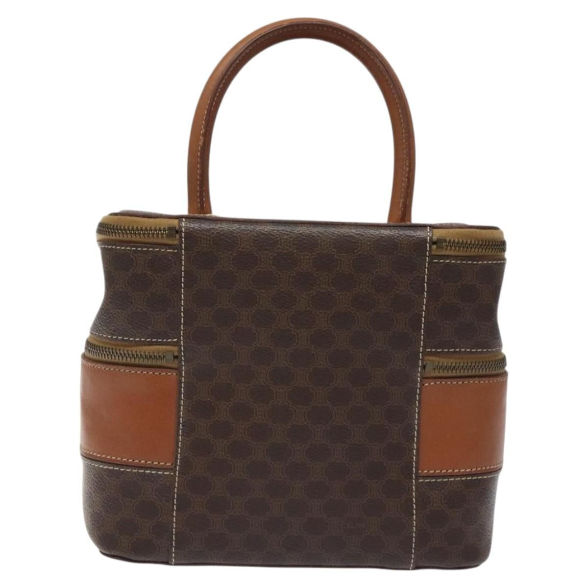 Celine Vintage Double Zip Vanity Case Macadam Coated Canvas, BROWN, CANVAS, Toiletry Case