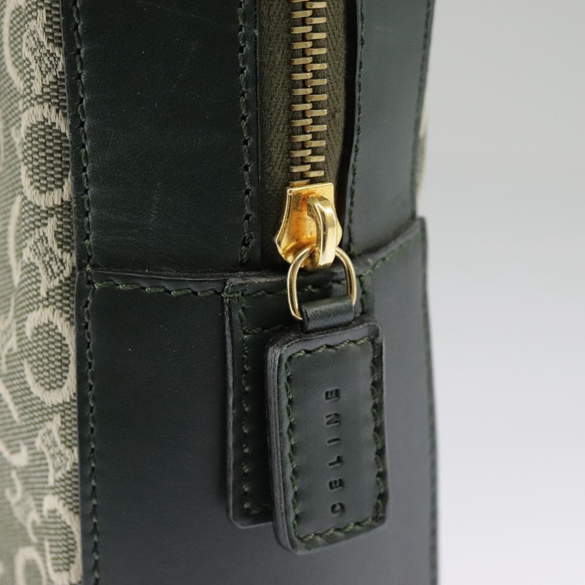 Celine C Macadam Handbag Canvas, Gray, Canvas, Handbag