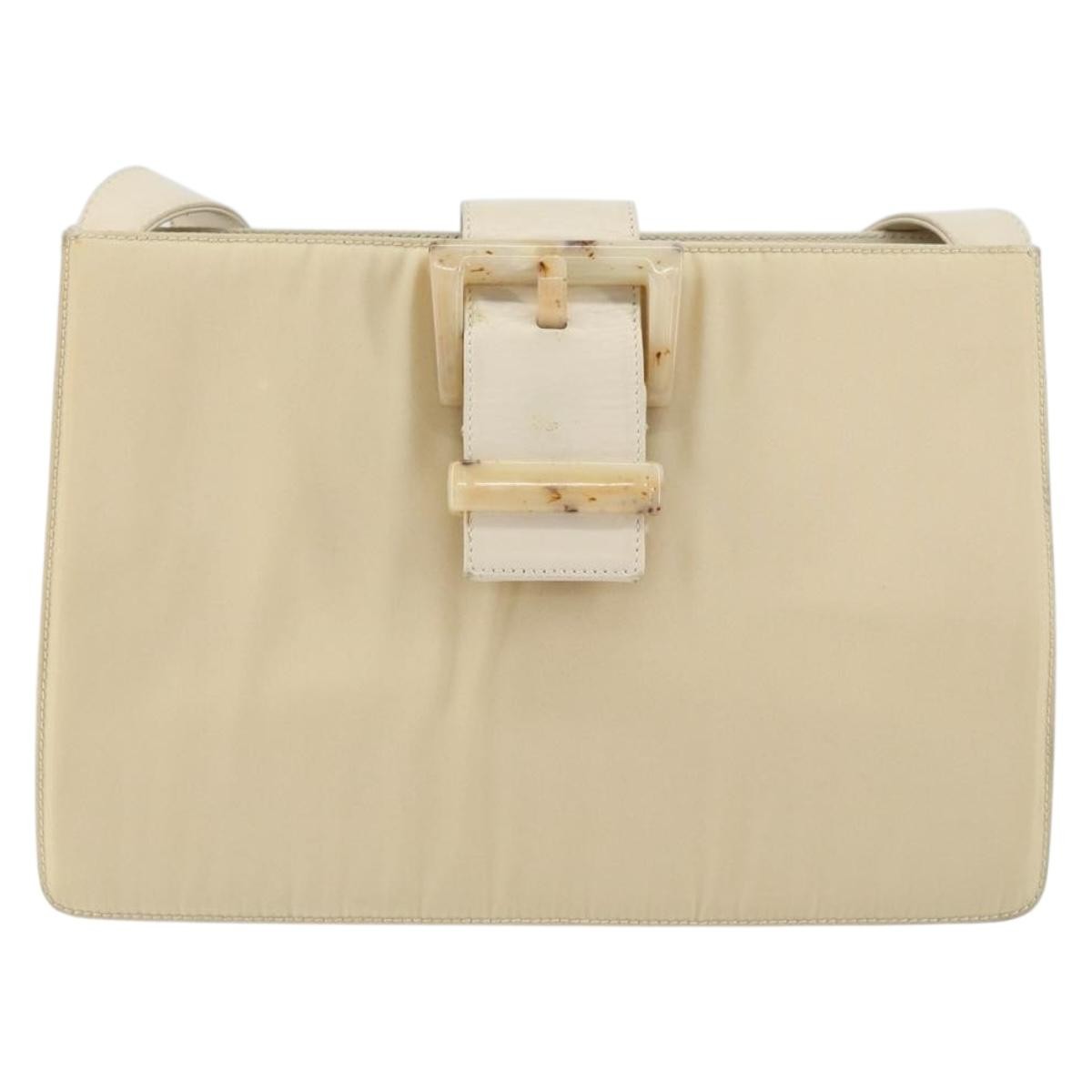 Prada Vintage Shoulder Bag Nylon and Leather, BEIGE, NYLON, Shoulder bag