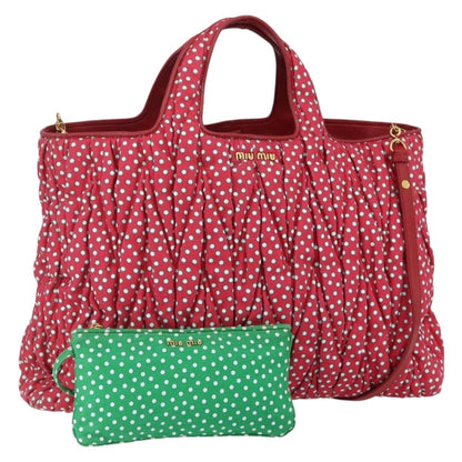 Miu Miu Shopper Tote Matelasse canvas, RED, CANVAS, Tote bag