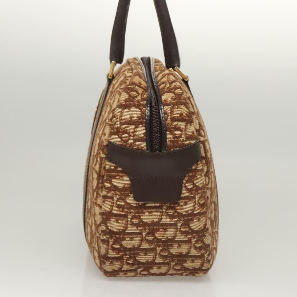 Christian Dior Vintage CD Trotter Handbag Canvas, BROWN, CANVAS, Handbag