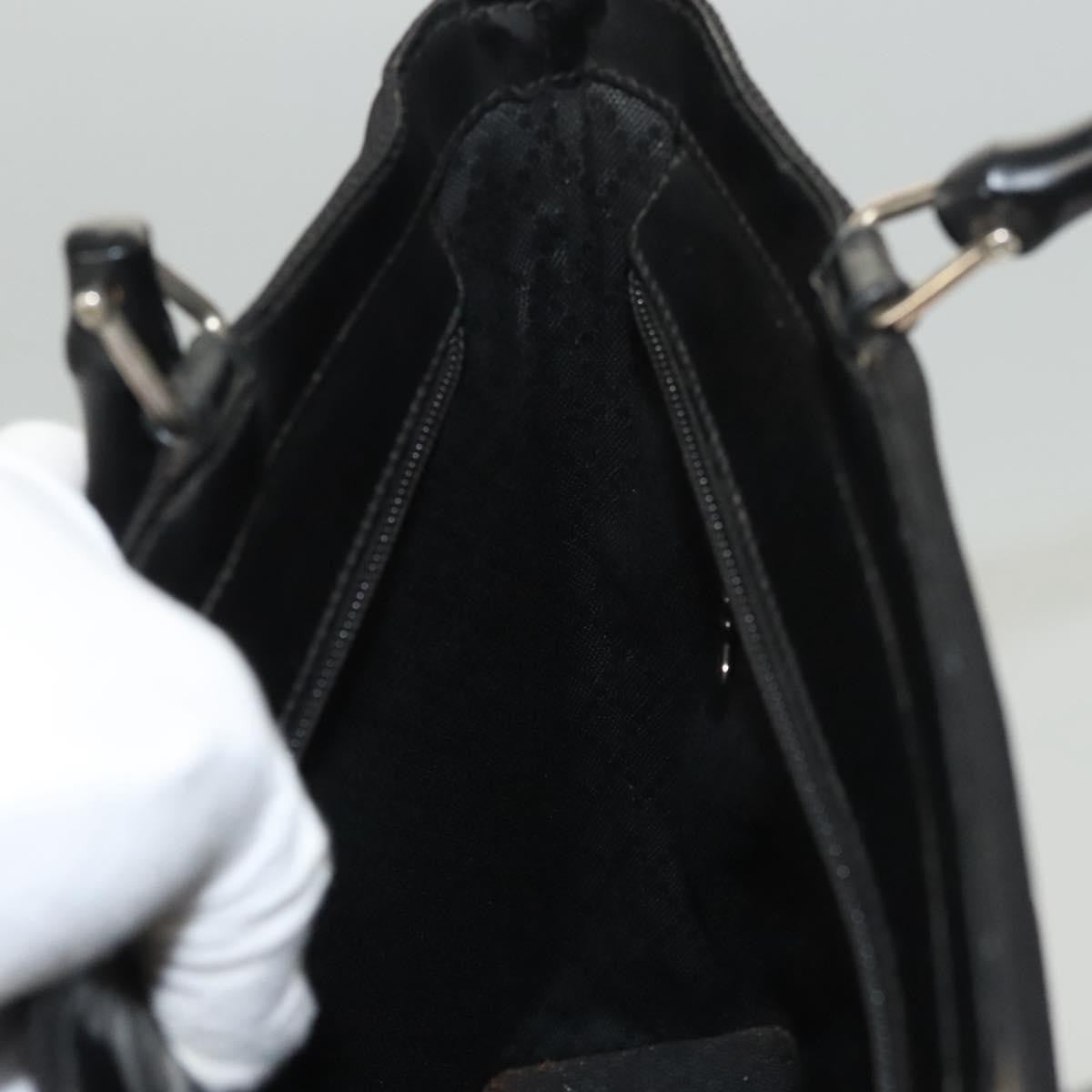 Gucci Vintage Bamboo Handle Tote Nylon, BLACK, NYLON, Tote bag
