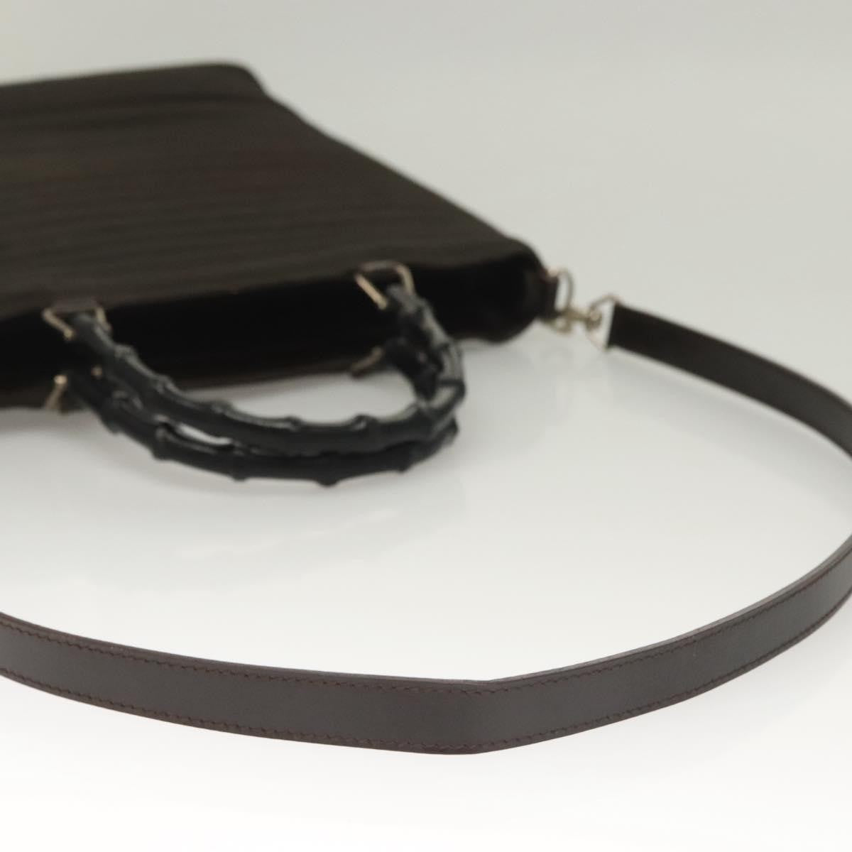 Gucci Vintage Bamboo Handle Bag Nylon, BROWN, NYLON, Handbag