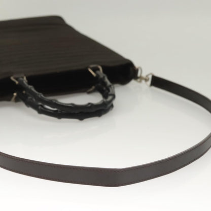 Gucci Vintage Bamboo Handle Bag Nylon, BROWN, NYLON, Handbag