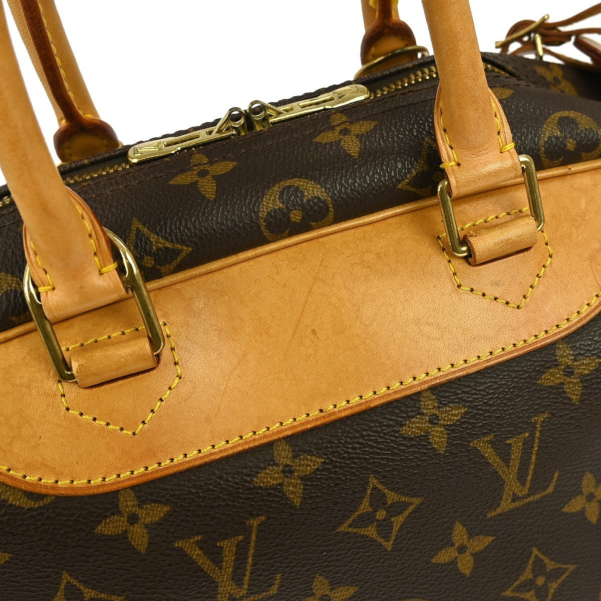 Louis Vuitton Deauville Handbag Monogram Canvas, BROWN, CANVAS, Handbag
