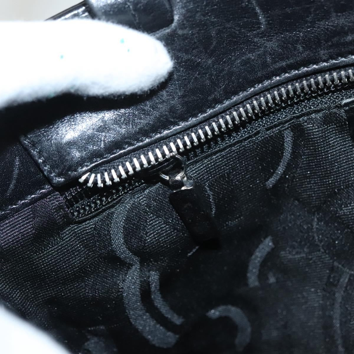 Salvatore Ferragamo Gancini handbag Leather, BLACK, LEATHER, Handbag